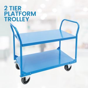 Customized 1200LB 2 Tier Trolley Metal Utility Cart With Double Handle