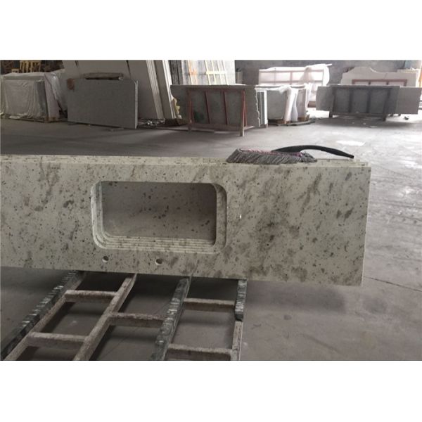 White Granite Prefab Kitchen Countertops With Polished Eased Edge Customized