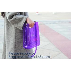 Custom Clear Transparent Holographic Iridescent Ladies Vinyl Tpu Shopper Women