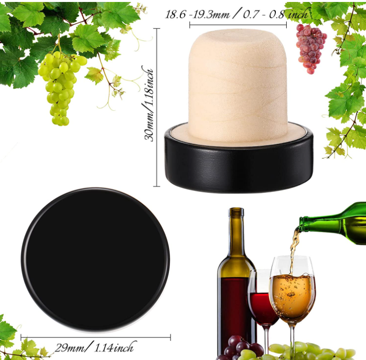 Custom Size Wooden Top Polymer Lid Whisky Bottle Cap Wine Stopper Synthetic Cork