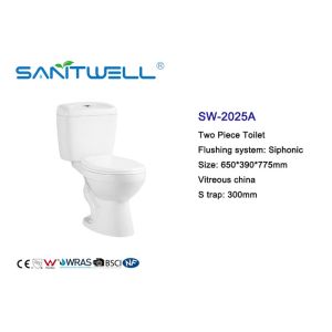 Two Piece Siphonic Wc Toilet Close Coupled Toilet S Trap CE Certification