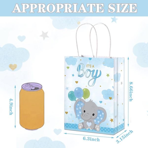 CMYK 4 Color Offset Printing Small Blue Party Shopping Tote Kraft Paper Bag for Kids