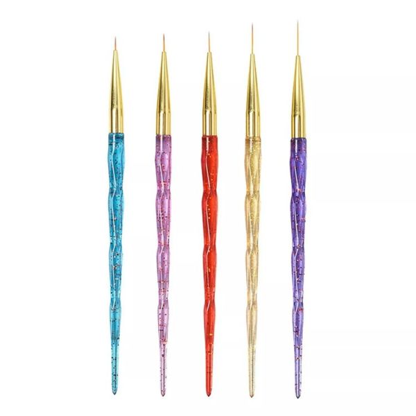 Professional Nylon Brush 5 Colors Acrylic Liner Nail Drawing Pen for Detail Design