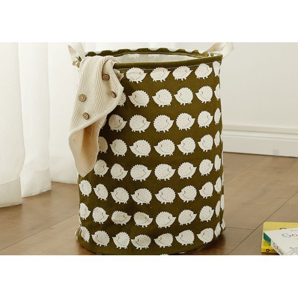 Puting Foldable washing laundry basket toy storage bag cotton lenon customized green gree laundry facility