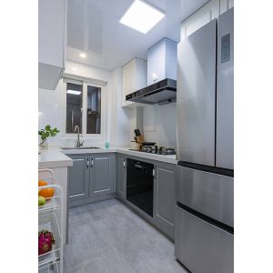 Modern White Flat Panel MFC Melamine Customized Kitchen Cabinets