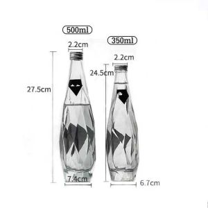 Transparent Rhombus Glass Bottle 350ml 500ml Custom Color Glass Collar Unique