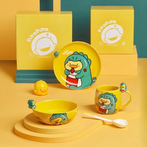 Cartoon Cute Ceramic Duckling Plate Companion Gift Eating Plate Children