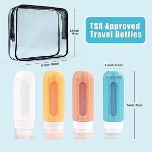Leak Proof Silicone Travel Bottles Refillable Lightweight 3oz/90ml