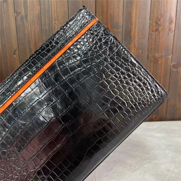 Authentic Crocodile Skin Businessmen Envelop Clutch Wristlets Purse Genuine Alligator Leather Male Large Card Holders
