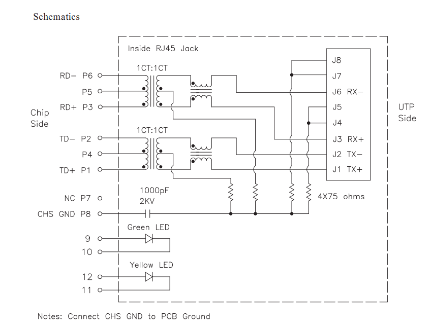 HANRUN HR911105A Through Hole RJ45 Connector With Magnetics and LEDs