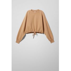 Simple Design Inner Blanket Cropped Drawstring Sweatshirt