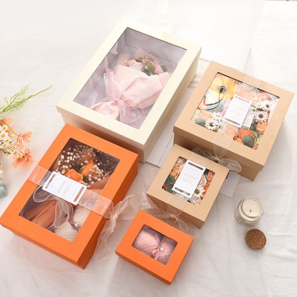 PVC Window Gift Box Premium Scarf Mug Packaging Christmas Birthday Souvenir Box Multi Direction Design