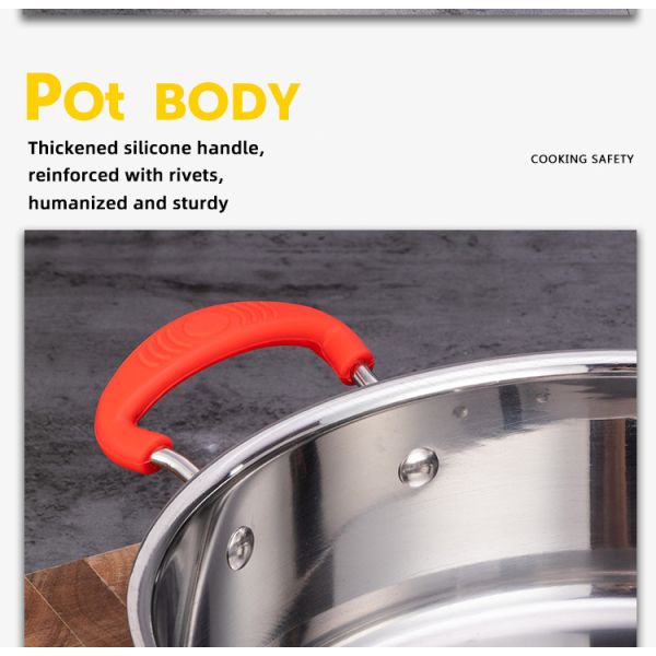 Best Sale 430 Stainless Steel Cooking Soup Pot Set Saucepan Cookware Set With Silicone Handle