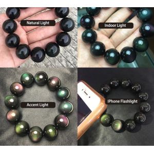 14cm - 17cm Mystical Bracelet Natural Green Eye Obsidian Wealth Bracelet