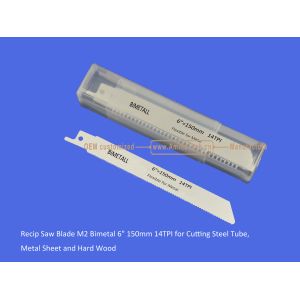 Recip Saw Blade M2 Bimetal 6" 150mm 14TPI for Cutting Steel Tube, Metal Sheet