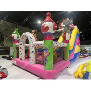 Premium Clown Theme Inflatable Slide With Commercial Circus Bouncy Castle