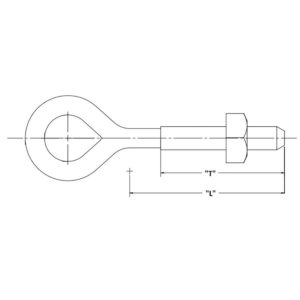Oval Eyebolts 3/4 Inch Diameter, Minimum Tensile Strength 20,050 Lbs. Dim Drawing Image