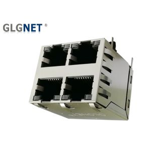 Magnetic RJ45 Connector 2x2 Ports RJ45 Jack with Integrated Transformer LEDs