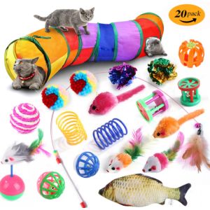 Gray Pink Indoor Cat Tunnels Collapsible Interactive Toy