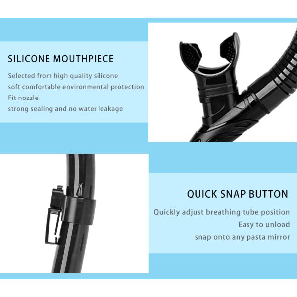 OEM Junior PC Lens Mask Goggle Snorkel Set With Dry Top Breathing Tube