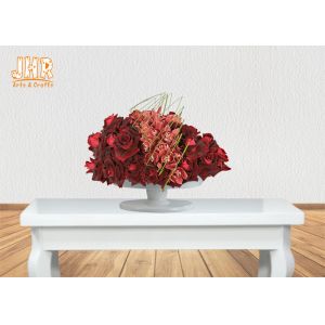 Footed Glossy White Fiberglass Centerpiece Table Vases Flower Serving Bowl