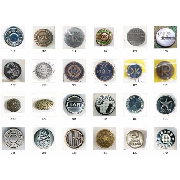wholesale Custom Logo 17MM 20MM Iron Stainless steel Brass Jeans Button Bottons