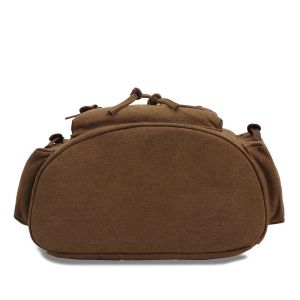 Large Travel Hiking Drawstring Canvas Leather Backpack Women'S Unisex