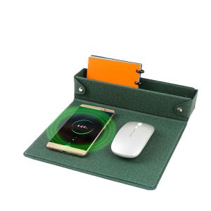 Magnetic Wireless Charging Leather Desk Pad Multifunctional Folding