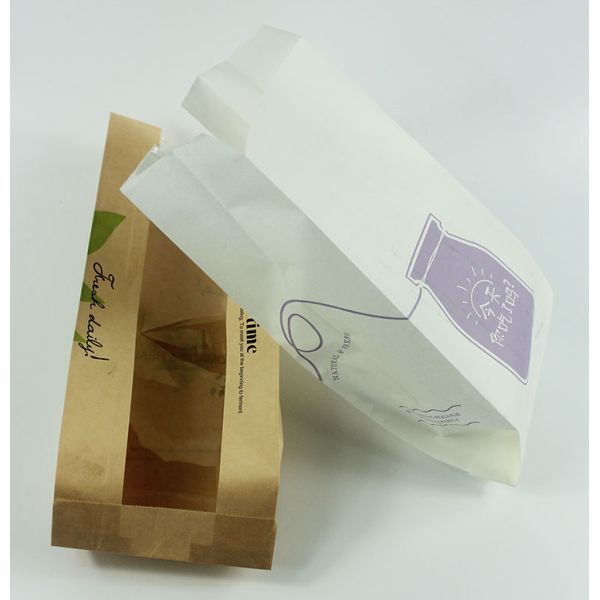 Wholesale Printed Bread Packaging Kraft Paper Bag With Window