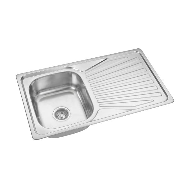 Buy 33*20 Inch Topmount Kitchen SS Sink With Drainboard Indian Size at wholesale prices