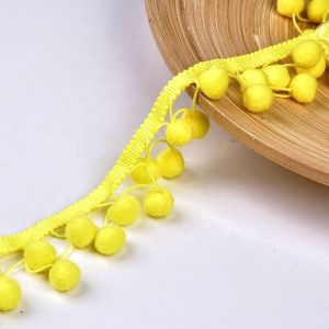 Garment Crochet Lace Yellow 3.5cm Pom Pom Tassel Trim