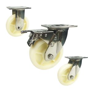 YLcaster 8x2" Solid Nylon Wheel Heavy Duty SUS304 Stainless Steel Caster Wheels