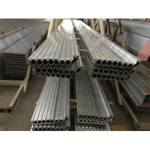 QC Checking Industrial Aluminum Extrusion Profiles with PVDF coating Surface