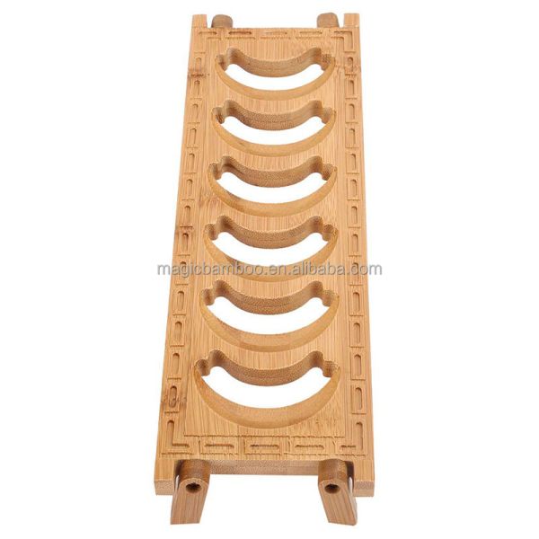CE / EU Certified Rectangle Bamboo 6 Grid Teacup Holder for Kung Fu Tea Set Accessories