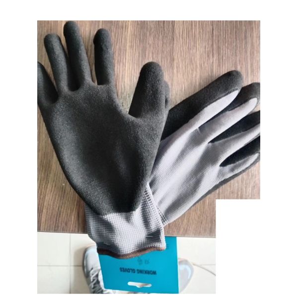 15 Gauge Flex Latex Coated Gloves Blue Nylon Spandex Liner Latex Work Gloves