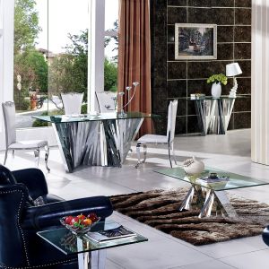 Modern 51kg SS Console Table 160cmx45cmx75cm Canada Style Glass top