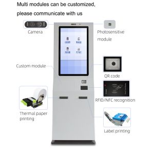 32 Inch Printer Digital Signage Kiosk Selfpay Terminal 450cd/m2 Self Service