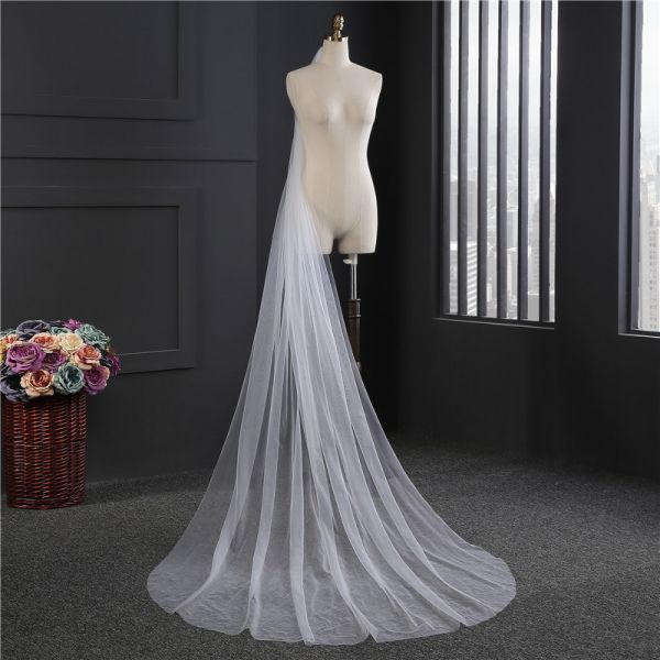 Customized Wholesale 3 Meters Long Tulle A Top Vantage Bridal Wedding Dress Veil With Hair Comb
