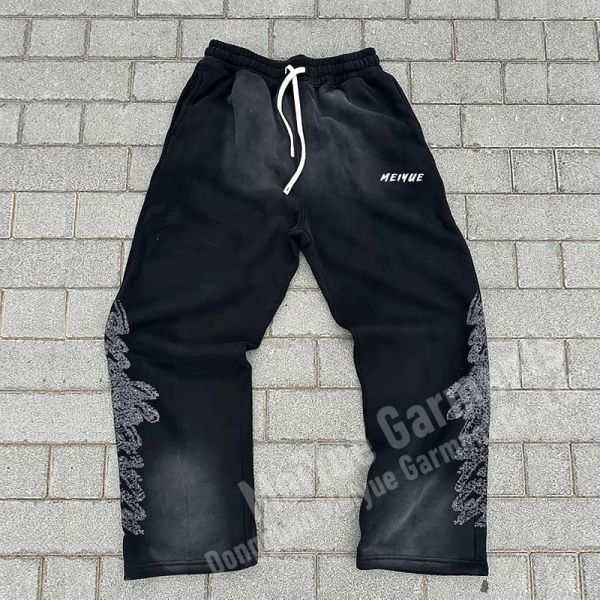 Buy Custom Mens Joggers Wide Leg Flare Baggy Stacked Acid Washed Sweatpants Men Casual 100% Cotton Sweat Pants Trousers for Men at wholesale prices