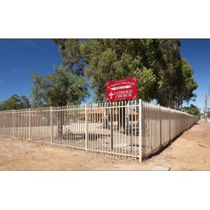 Powder coated tubular steel fence