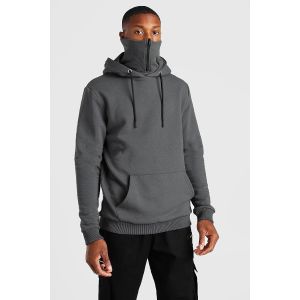 OEM 65% Cotton Streetwear Pullover Hoodies Embroidery With Facemask
