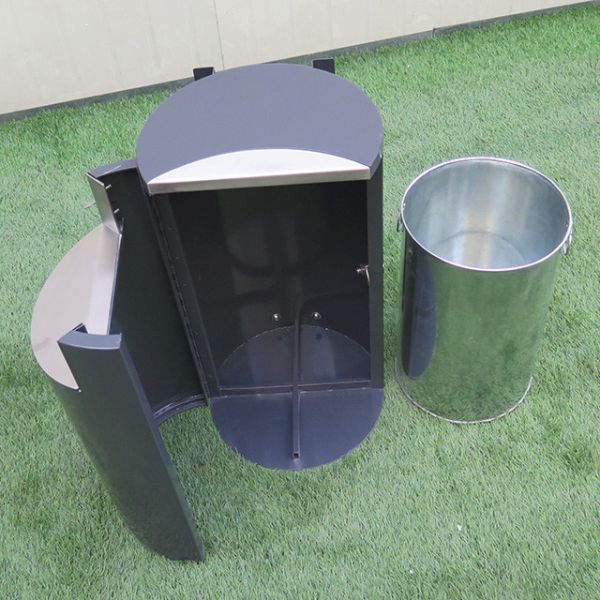 Public Round Dia 315*580H Mm Steel Outdoor Trash Can