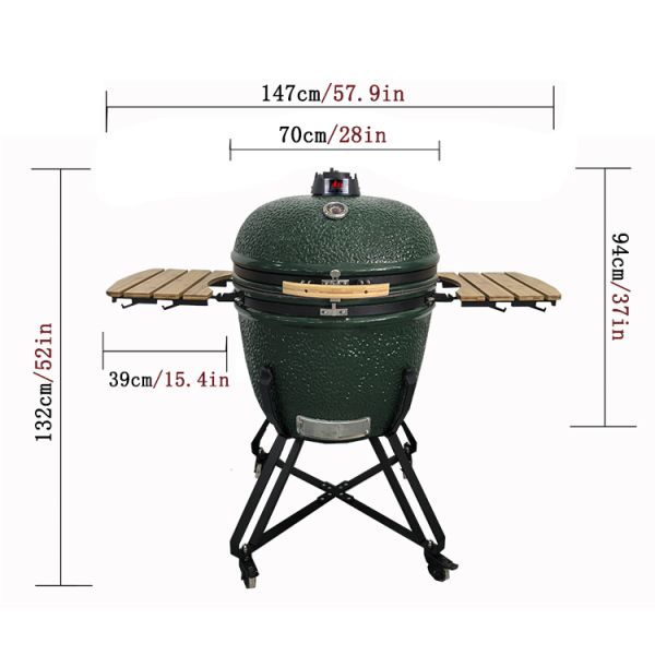 KIMSTONE Large 28 Inch Kamado Grill Outdoor Kitchen Charcoal Barbecue Grill Smokeless Camping Barbecue Grill