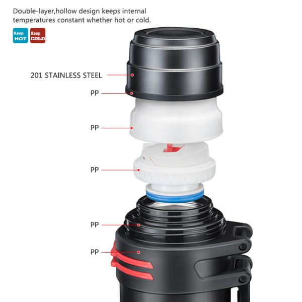 Thermos Vacuum Pot Flask 1 Litre And 2 Litre Double Stainless Steel