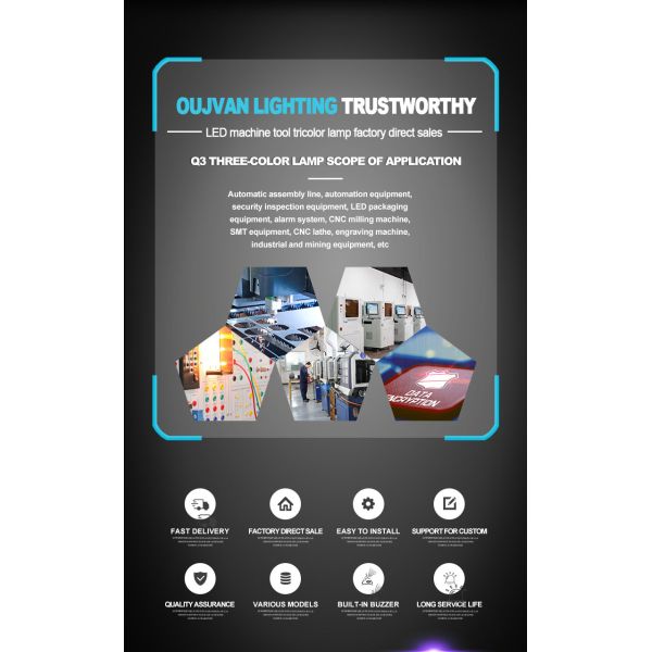 Cnc Machine Tool Beacon LED Tower Light Three Color PMMA 70000 Lifespan