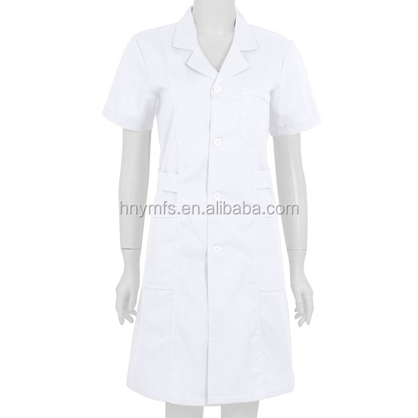 Hospital Medical Lab Coat Breathable Unisex White Nursing Dress