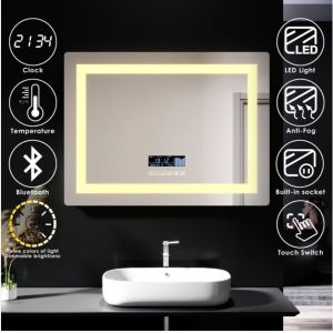 Quality Heated Illuminated LED Bathroom Mirror With Bluetooth 600*800 700*900 750*1000 for sale