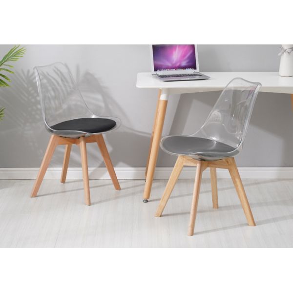 Nordic PC Transparent Acrylic White Plastic Kitchen Chairs For Cafe