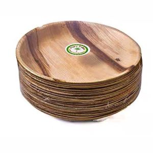 Multiscene 12" Round Palm Leaf Plates Disposable Bamboo Material