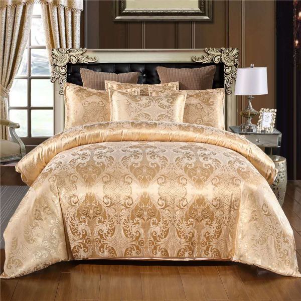 European Style Rotary Screen Printing Satin Bedding Set 3 4 6 7 Piece Cotton Sheet Pillow Case Duvet Cover